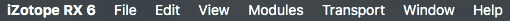 RX Audio Editor application menu bar