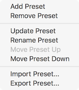 module preset menu