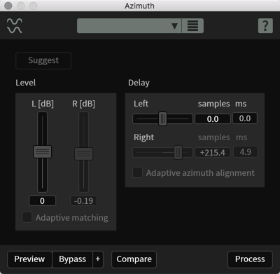 Azimuth module interface when used on mono file